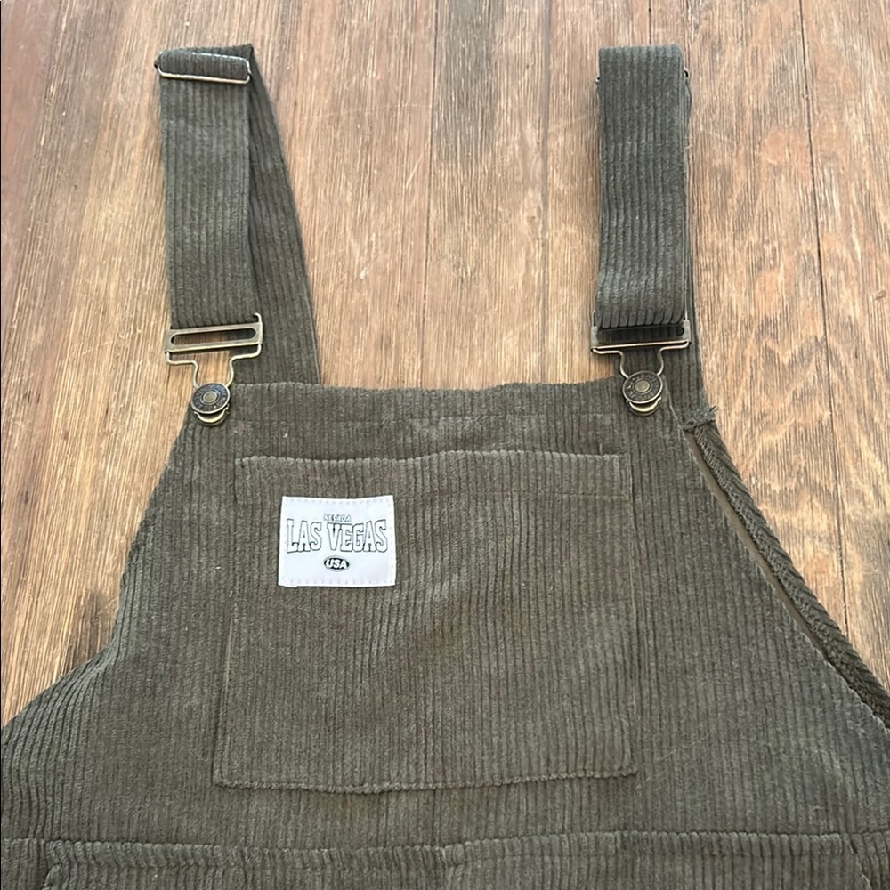 Dark Green Corduroy Overall Dress - Picture 2 of 7